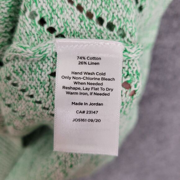NWT TALBOTS PLUS Green Herringbone Open Knit Linen 3/4 Sleeve Sweater SIZE X - Picture 10 of 11
